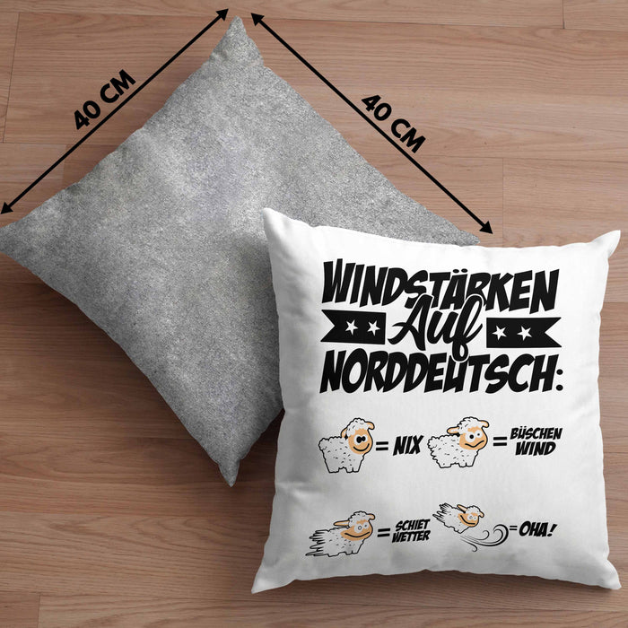 Norddeutsche Kissen mit Füllung 40x40 Geschenk Windstärken Schaf Geschenkidee (Grau) Grau Trendation