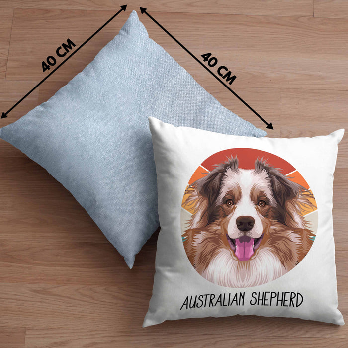 Australian Shepherd Besitzer Kissen mit Füllung 40x40 Geschenk Lustiger Spruch Geschenkidee Australian Shepherd Mama Papa (Grau) Blau Trendation