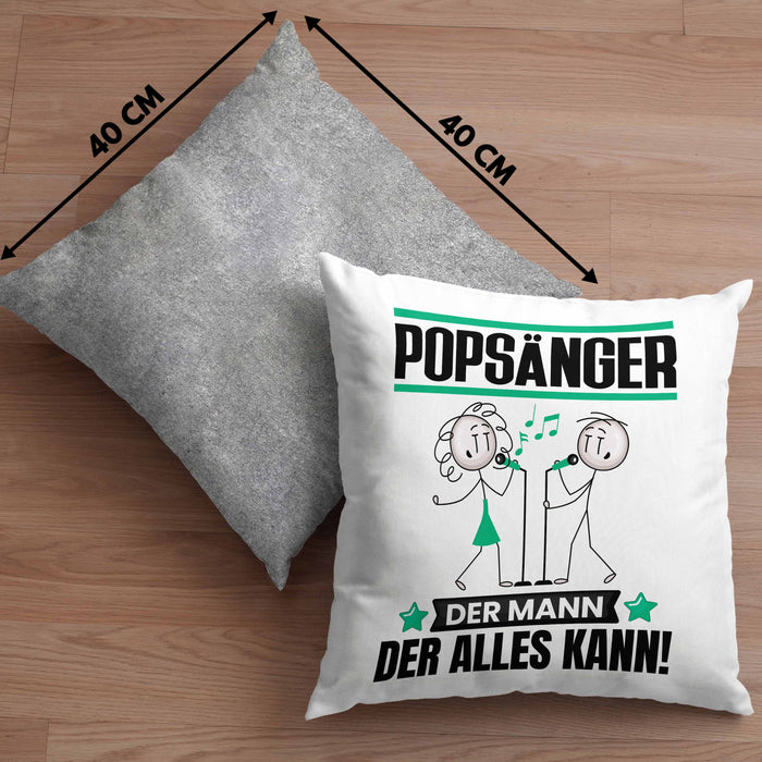 Popsänger Kissen mit Füllung 40x40 Geschenk für Popsänger Der Mann Der Alles Kann Geschenkidee zum Geburtstag (Grau) Grau Trendation