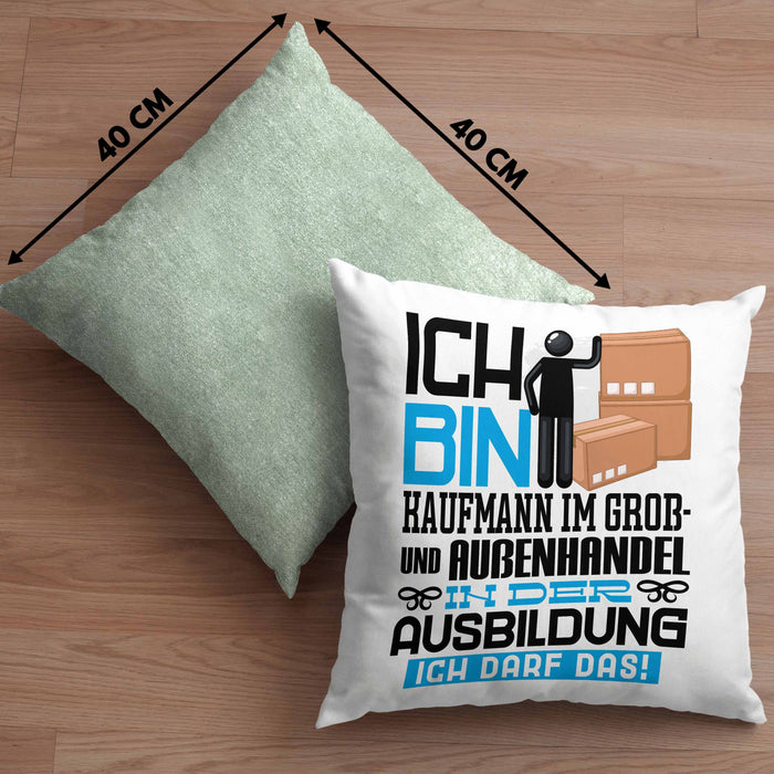 Kaufmann im Groß- und Außenhandel Ausbildung Kissen mit Füllung 40x40 Geschenk Ich Bin Kaufmann im Groß- und Außenhandel In Der Ausbildung Ich Darf Das Geschenkidee Spruch (Grau) Grün Trendation