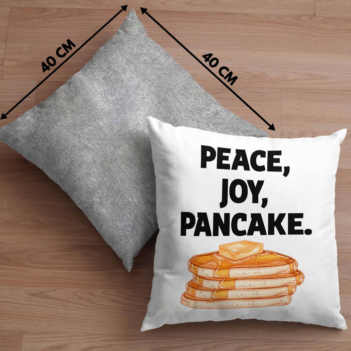 Peace Joy Pancake Kissen mit Füllung 40x40 Geschenk Pfannkuchen Eierkuchen Liebhaber (Grau) Grau Trendation