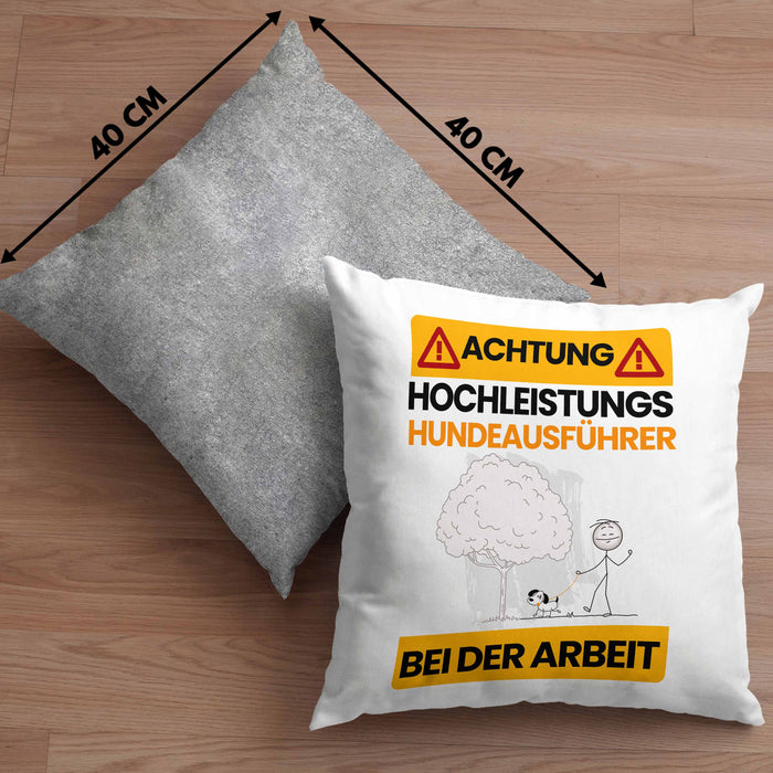 Hundeausführer Kissen mit Füllung 40x40 Geschenk Lustiger Spruch Geschenkidee für Hundeausführer Achtung Hochleistungs Hundeausführer Bei Der Arbeit (Grau) Grau Trendation