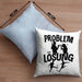 Fußballer Kissen mit Füllung 40x40 Geschenk für Fußballspieler Männer Geschenkidee Problem und Lösung Fussball Spielen (Grau) Blau Trendation