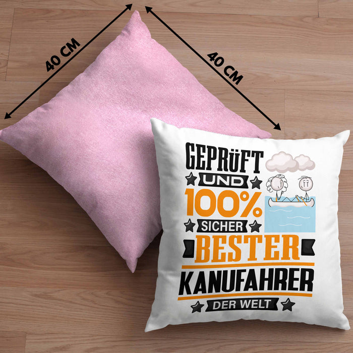 Kanufahrer Geschenk Lustiger Spruch für Kanufahrer Geschenkidee Bester Kanufahrer Der WeltKissen mit Füllung 40x40 (Grau) Rosa Trendation