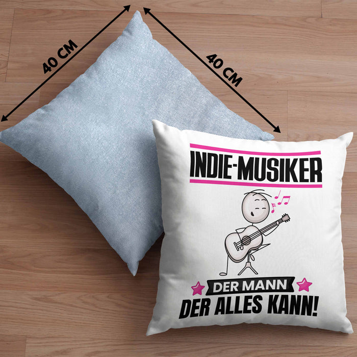 Indie-Musiker Kissen mit Füllung 40x40 Geschenk für Indie-Musiker Der Mann Der Alles Kann Geschenkidee zum Geburtstag (Grau) Blau Trendation