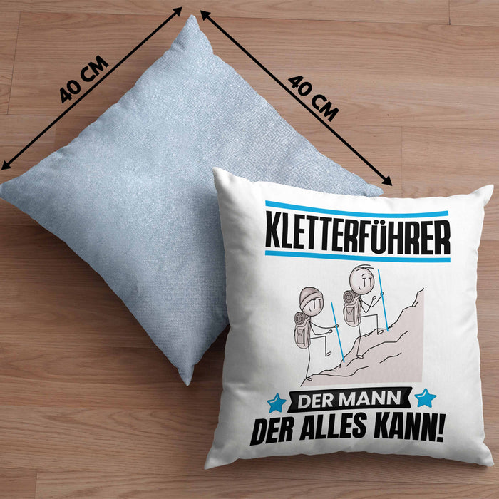 Kletterführer Kissen mit Füllung 40x40 Geschenk für Kletterführer Der Mann Der Alles Kann Geschenkidee zum Geburtstag (Grau) Blau Trendation