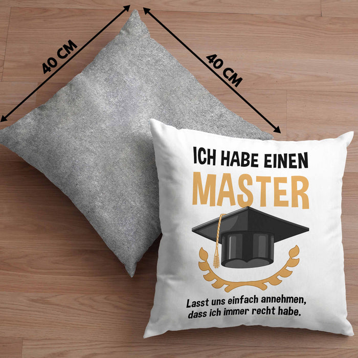 Master Prüfung Kissen mit Füllung 40x40 bestanden Geschenk Abschluss Masterarbeit Exam Prüfung Graduation (Grau) Grau Trendation