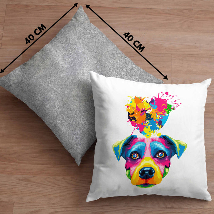 Jack Russell Herz Farbe Besitzer Kissen mit Füllung 40x40 Geschenk Lustiger Spruch Geschenkidee Jack Russell Liebhaber (Grau) Grau Trendation