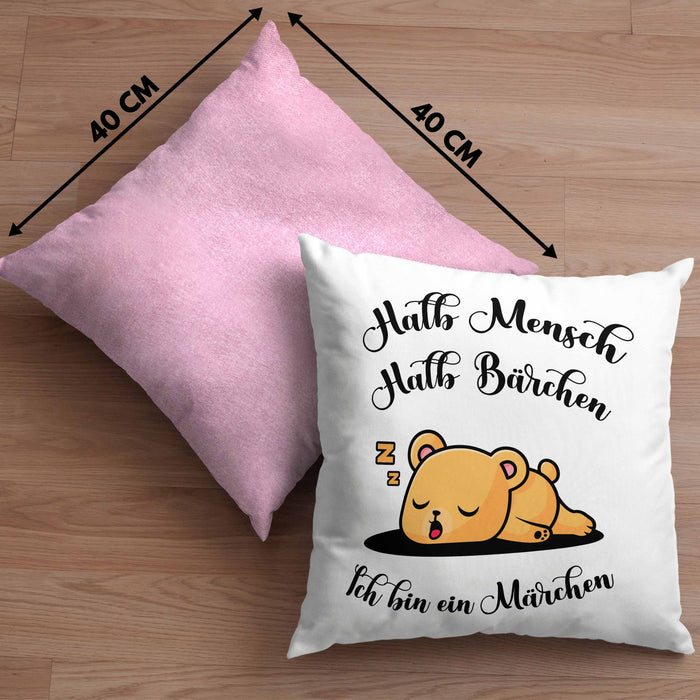 Süße Bärchen Kissen mit Füllung 40x40 Geschenk Tierwohlhaber Halb Mensch Halb Bärchen (Grau) Rosa Trendation