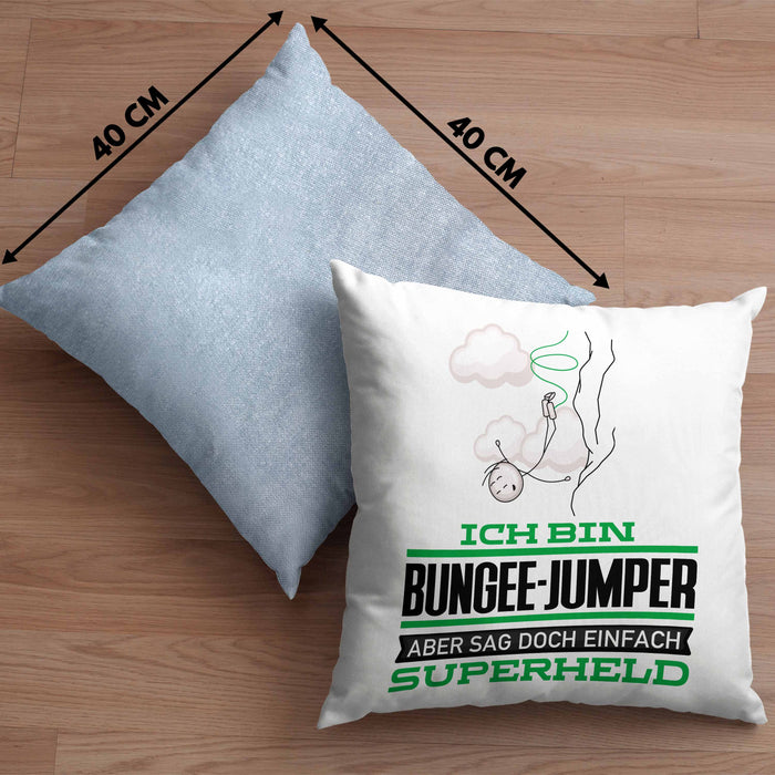 Bungee-Jumper Geschenk Kissen mit Füllung 40x40 Ich Bin Bungee-Jumper Aber Sag Doch Einfach Superheld Lustige Geschenkdiee für Bungee-Jumper (Grau) Blau Trendation