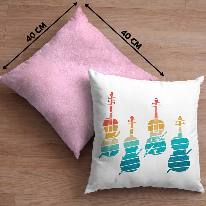Geigenspieler Geschenk Kissen mit Füllung 40x40 Geigenspielerin Geigen Grafik Retro (Grau) Rosa Trendation
