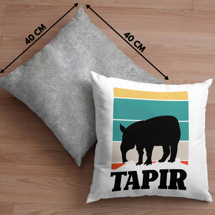 Lustige Tapir Kissen mit Füllung 40x40 Geschenk Tapir Liebhaber Grafik Retro (Grau) Grau Trendation