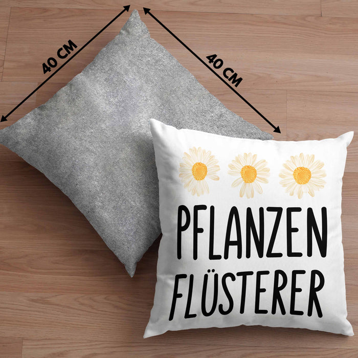 Pflanzenflüsterer Gärtner Kissen mit Füllung 40x40 mit Spruch Garten Hobbygärtner Geschenk Lustig Gärtnerin Geschenkidee (Grau) Grau Trendation