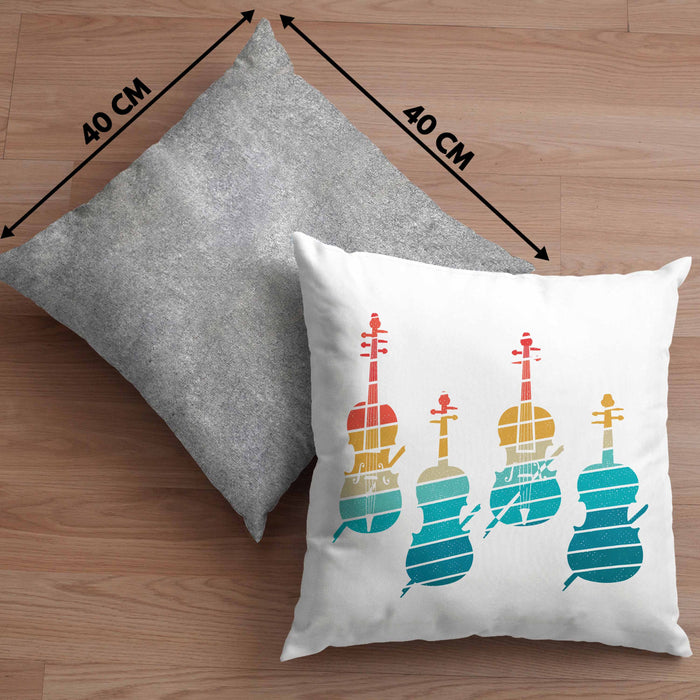 Geigenspieler Geschenk Kissen mit Füllung 40x40 Geigenspielerin Geigen Grafik Retro (Grau) Grau Trendation