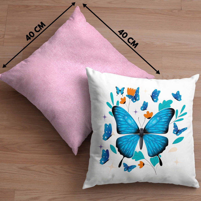 Schmetterling Kissen mit Füllung 40x40 Grafik Geschenkidee (Grau) Rosa Trendation
