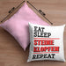 Steinmetz Kissen mit Füllung 40x40 Geschenk Spruch Geschenkidee Eat Sleep Steine Klopfen Repeat (Grau) Rosa Trendation