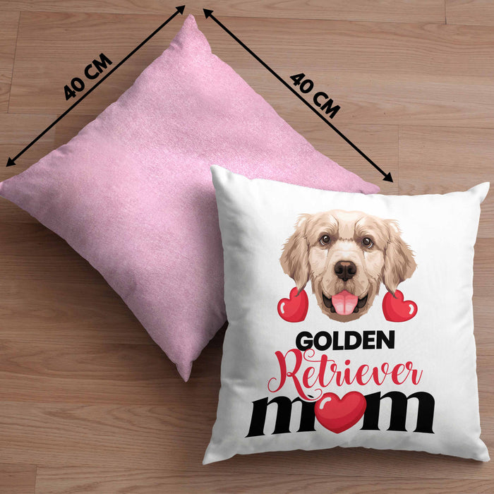 Golden Retriever Besitzer Mom Mama Kissen mit Füllung 40x40 Geschenk Lustiger Spruch Geschenkidee Golden Retriever Besitzerin (Grau) Rosa Trendation