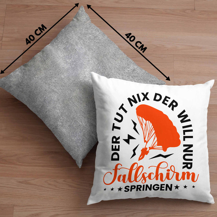 Kissen mit Füllung 40x40 Fallschirmspringer Geschenk Spruch Geschenkidee Fallschirm Springer (Grau) Grau Trendation