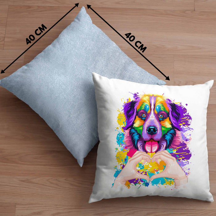 Berner Sennen Besitzer Farbe Love Kissen mit Füllung 40x40 Geschenk Lustiger Spruch Geschenkidee Berner Sennen Besitzerin (Grau) Blau Trendation