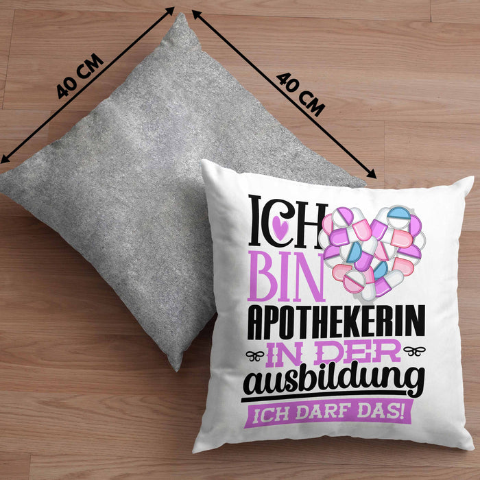 Apothekerin Ausbildung Start Geschenk Kissen mit Füllung 40x40 Ich Bin Apothekerin In Der Ausbildung Ich Darf Das Geschenkidee (Grau) Grau Trendation