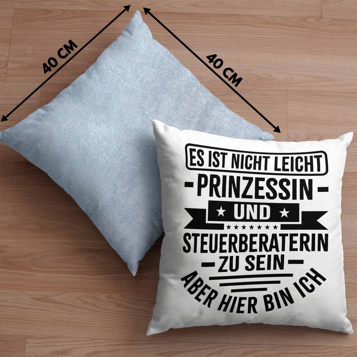 Steuerberaterin Geschenk Kissen mit Füllung 40x40 Geschenkidee Prinzessin (Grau) Blau Trendation
