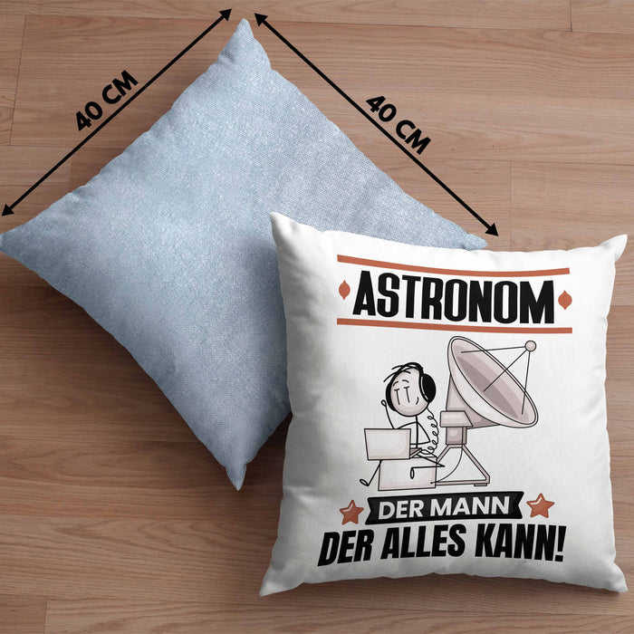 Astronom Kissen mit Füllung 40x40 Geschenk für Astronom Der Mann Der Alles Kann Geschenkidee zum Geburtstag (Grau) Blau Trendation