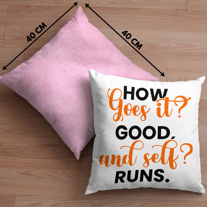 Lustige Kissen mit Füllung 40x40 Denglisch-Spruch "How goes it? Good!" (Grau) Rosa Trendation