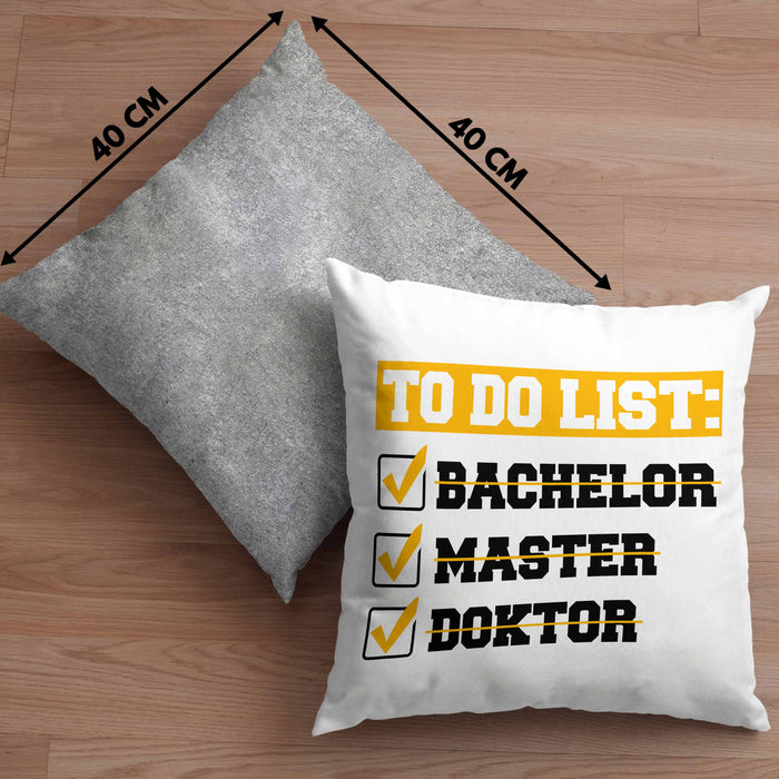 Doktortitel Bestanden Kissen mit Füllung 40x40 Geschenk To Do List (Grau) Grau Trendation