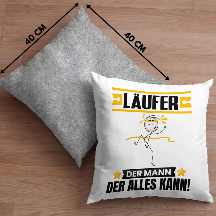 Läufer Kissen mit Füllung 40x40 Geschenk für Läufer Der Mann Der Alles Kann Geschenkidee zum Geburtstag (Grau) Grau Trendation