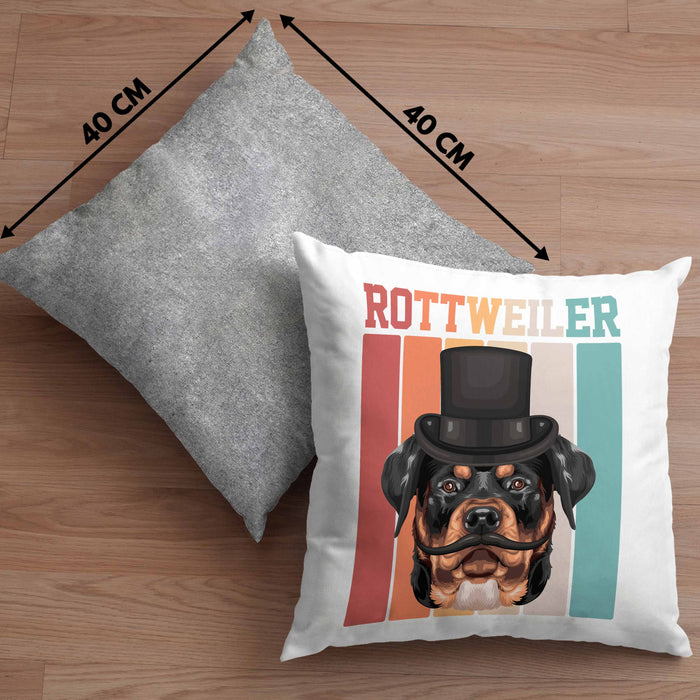 Rottweiler Besitzer Kissen mit Füllung 40x40 Geschenk Lustiger Spruch Geschenkidee Retro Vinatge Rottweiler (Grau) Grau Trendation