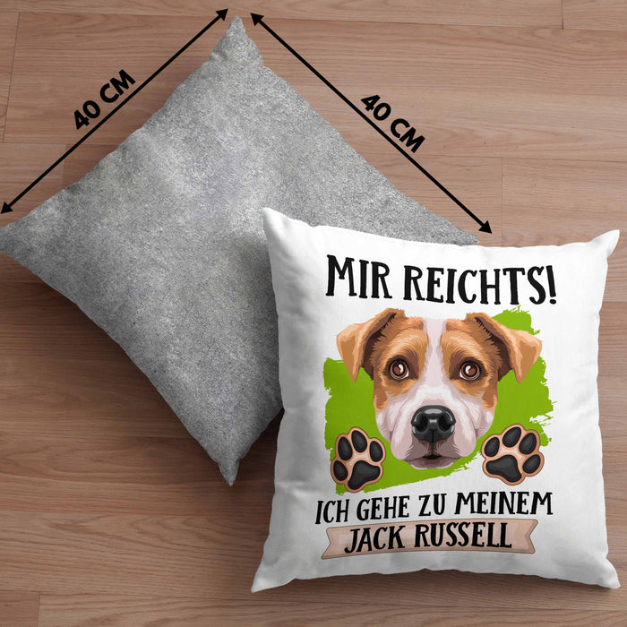 Jack Russel Besitzer Kissen mit Füllung 40x40 Geschenk Lustiger Spruch Geschenkidee Mir Reichts Ich Geh Zu Meinem Jack Russel (Grau) Grau Trendation