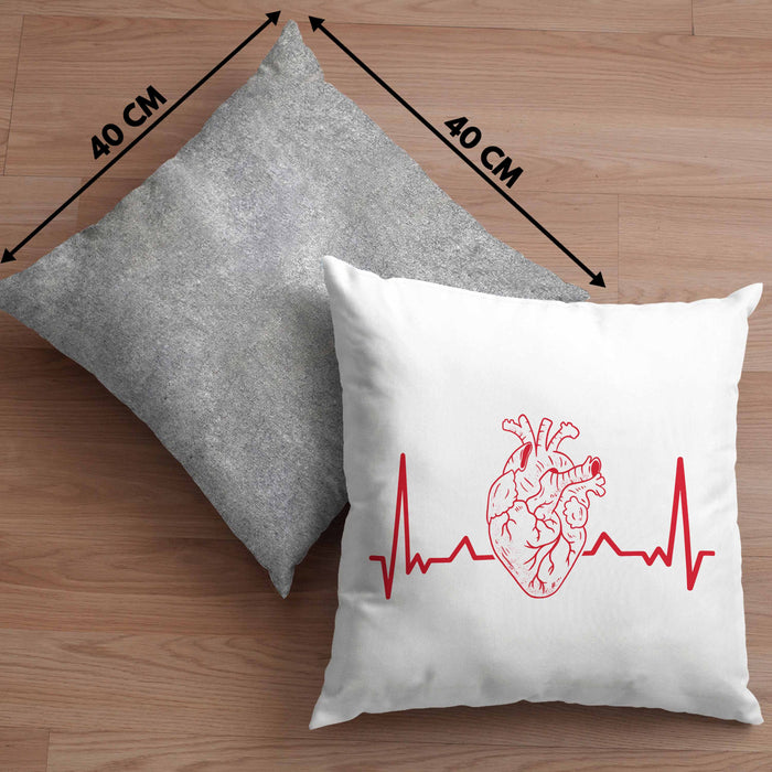 Kardiologe Geschenk Kissen mit Füllung 40x40 Herzschlag Ekg Herz Kardiologie (Grau) Grau Trendation