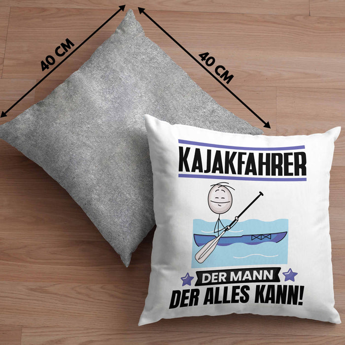 Kajakfahrer Kissen mit Füllung 40x40 Geschenk für Kajakfahrer Der Mann Der Alles Kann Geschenkidee zum Geburtstag (Grau) Grau Trendation
