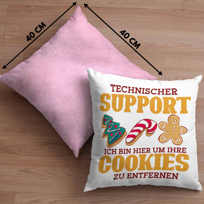 Lustige Kissen mit Füllung 40x40 Technischer Support "Ich bin hier, um Ihre Cookies zu entfernen" Geschenk für Tech-Enthusiasten (Grau) Rosa Trendation