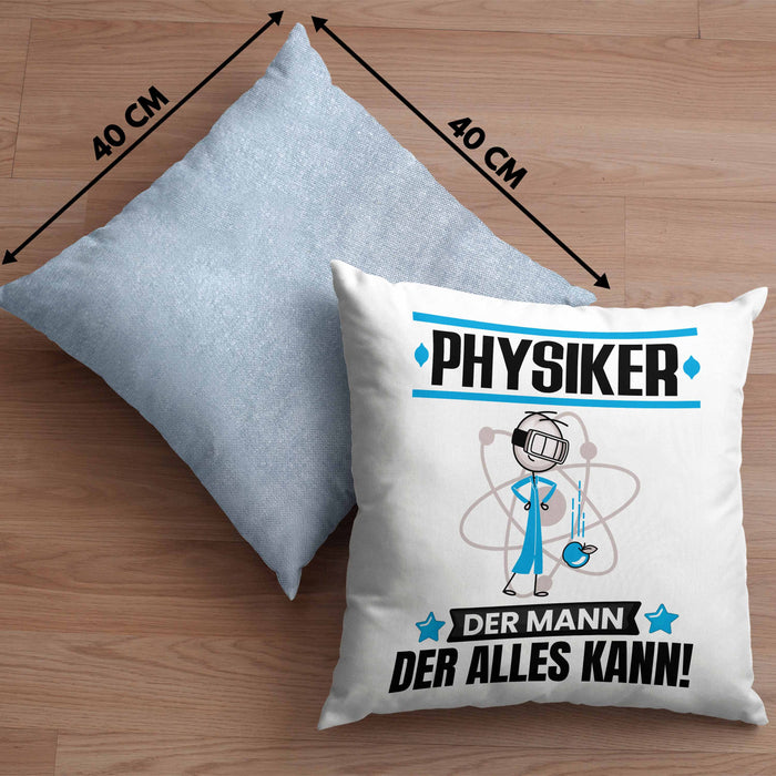 Physiker Kissen mit Füllung 40x40 Geschenk für Physiker Der Mann Der Alles Kann Geschenkidee zum Geburtstag (Grau) Blau Trendation