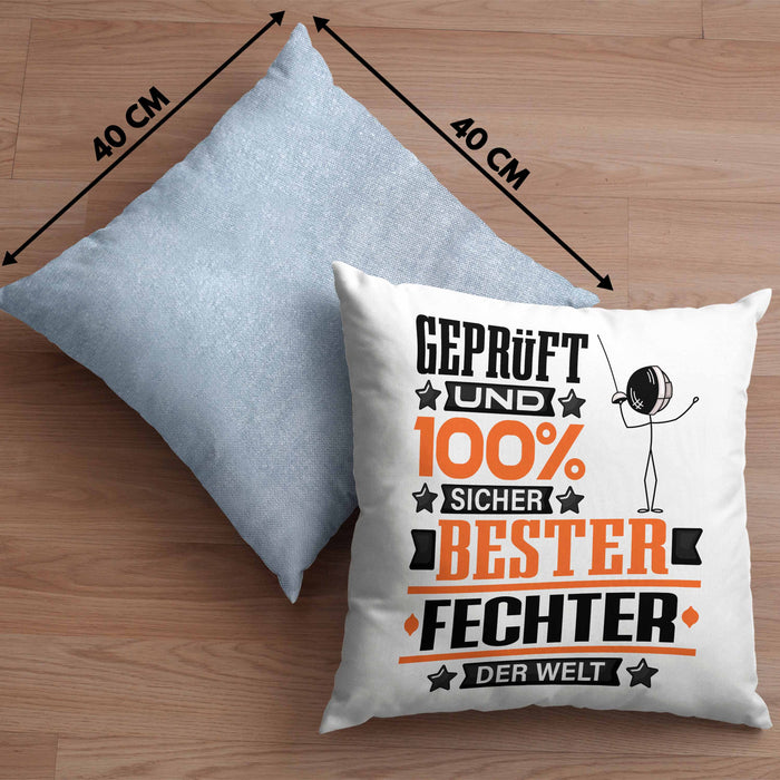 Fechter Geschenk Lustiger Spruch für Fechter Geschenkidee Bester Fechter Der WeltKissen mit Füllung 40x40 (Grau) Blau Trendation
