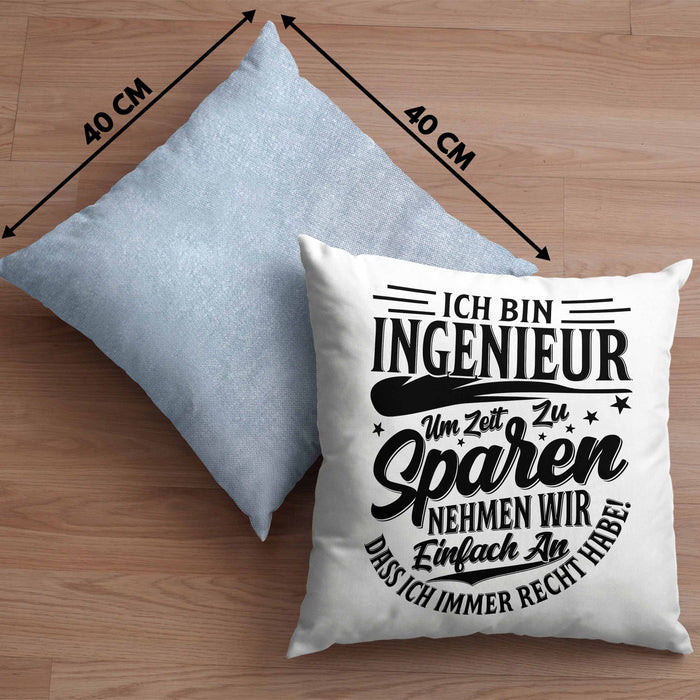 Ingenieur Kissen mit Füllung 40x40 Geschenk Geschenkidee Sprüche Ingenieurswesen Geschenkidee Spruch (Grau) Blau Trendation