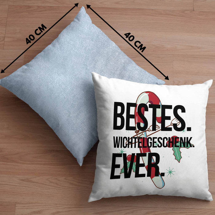 Schrott-Wichtelgeschenk für Frauen Kollegen Geschenk Wichteln Weihnachten Bestes Wichtelgeschenk Ever geschenkidee SchrottwichtelnKissen mit Füllung 40x40 (Grau) Blau Trendation