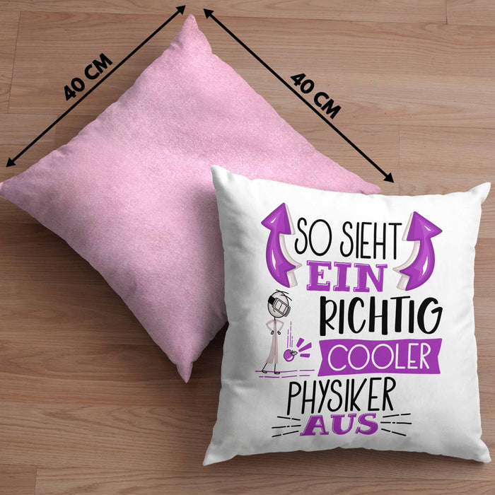 Physiker Kissen mit Füllung 40x40 Geschenk So Sieht Ein RIchtig Cooler Physiker Aus Geschenkidee Lustiger Spruch Geburtstag Physiklehrer Student (Grau) Rosa Trendation