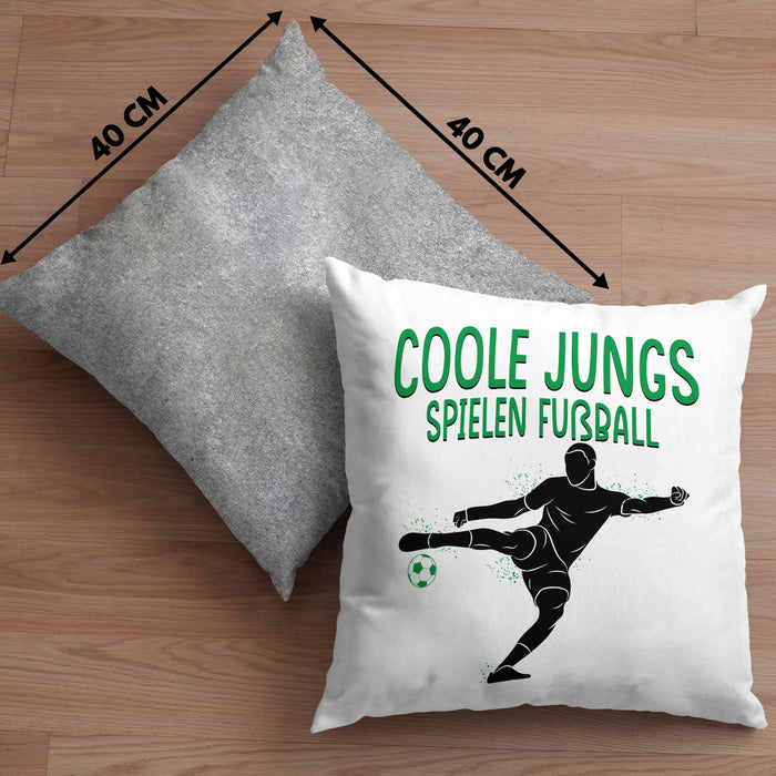 Fußballspieler Kissen mit Füllung 40x40 Geschenk Coole Jungs Spielen Fußball Geschenkidee Jungen (Grau) Grau Trendation