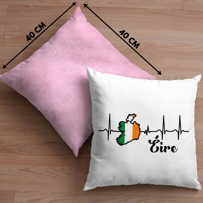 Irland Kissen mit Füllung 40x40 "Herzschlag Eire" Geschenk für Irland-Fans (Grau) Rosa Trendation