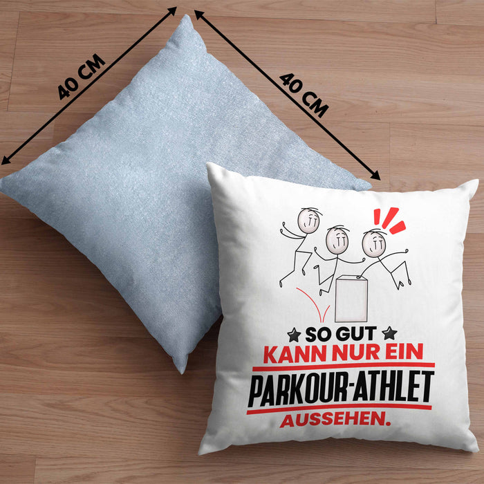 Parkour-Athlet Geschenk Kissen mit Füllung 40x40 So Gut Kann Nur Ein Parkour-Athlet Aussehen Geschenkidee (Grau) Blau Trendation