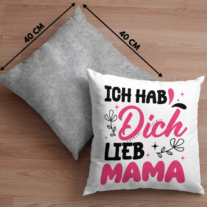 Mama Geschenk Kissen mit Füllung 40x40 Ich Hab Dich Lieb Mama Geschenkidee Muttertagsgeschenk von Sohn Tochter (Grau) Grau Trendation