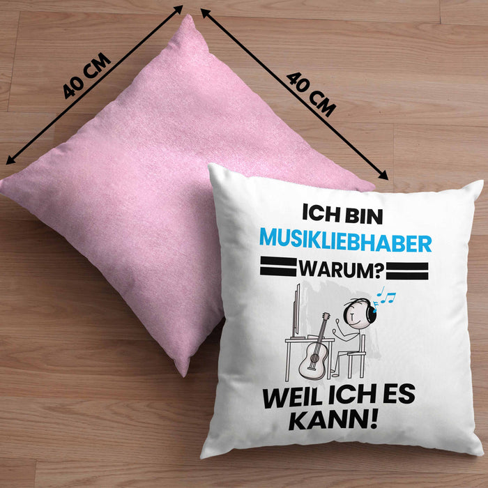 Musikliebhaber Geschenk Kissen mit Füllung 40x40 Lustiger Spruch Ich Bin Musikliebhaber Warum Weil Ich Es Kann Geschenkidee Bester Musikliebhaber Geburtstag (Grau) Rosa Trendation