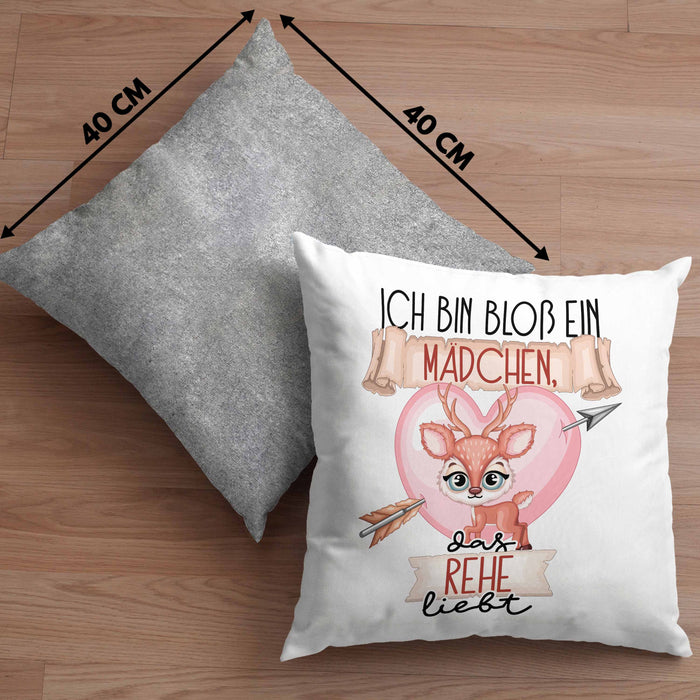 Rehe Kissen mit Füllung 40x40 Geschenk Frauen Ich Bin Bloß Ein Mädchen Das Rehe Liebt Rehliebhaberin Geschenk Spruch Geburtstag (Grau) Grau Trendation
