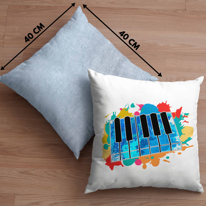 Keyboard Spieler Kissen mit Füllung 40x40 Geschenk für Keyboarder Musiker Band Geschenkidee Bunt (Grau) Blau Trendation
