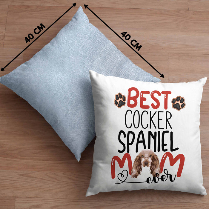 Cocker Spaniel Mom Besitzerin Kissen mit Füllung 40x40 Geschenk Lustiger Spruch Geschenkidee Besitzerin Cocker Spaniel Mama (Grau) Blau Trendation
