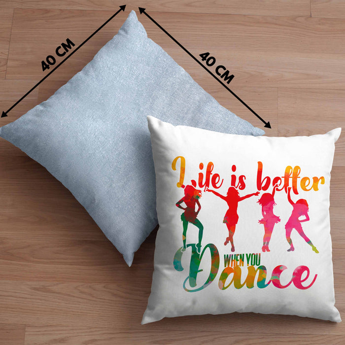 Tanzen Kissen mit Füllung 40x40 Geschenk für Tänzerin Life Is Better When You Dance (Grau) Blau Trendation