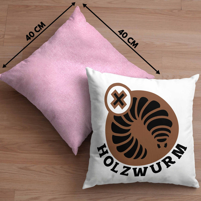 Holzwurm Kreissäge Kissen mit Füllung 40x40 Geschenk Holzarbeiter Geschenkidee Schreiner (Grau) Rosa Trendation