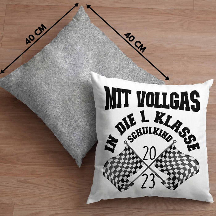 Einschulung Junge Geschenk für Schultüte Füllung Kissen mit Füllung 40x40 Schulstart 1. Schultag Schuleinführung Schulanfang Geschenkidee Schulkind 2024 (Grau) Grau Trendation